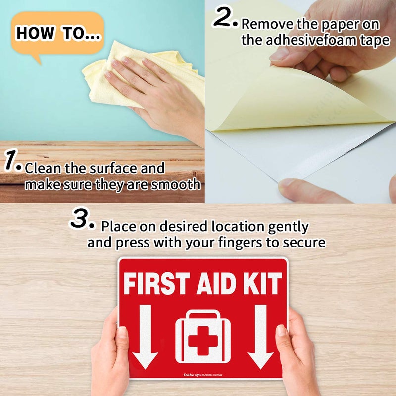 Faittoo First Aid Kit Sticker, First Aid Kit Sticker Decal for Home, Schools and Business, 2 Pack, 10 x 7 inch Self-Adhesive Vinyl Decal Stickers, Reflective, UV Protected, Waterproof - Image 5